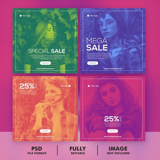 Fashion sale instagram post template set