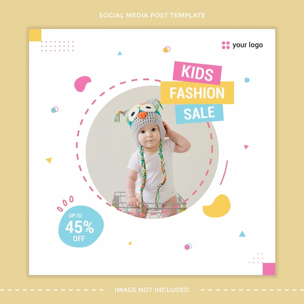 PSD fashion sale kids and baby social media post template