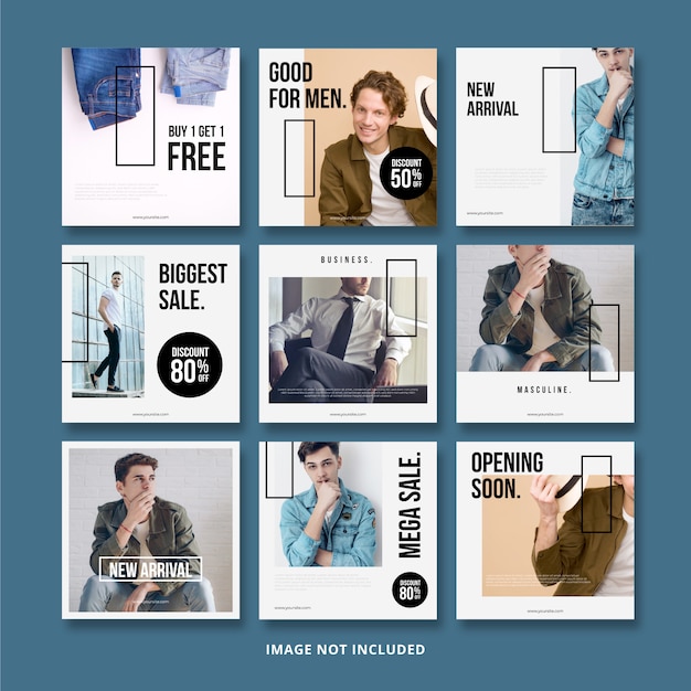 PSD fashion sale male social media banner instagram template