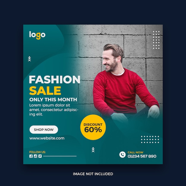 Fashion sale modern instagram square social media banner post template