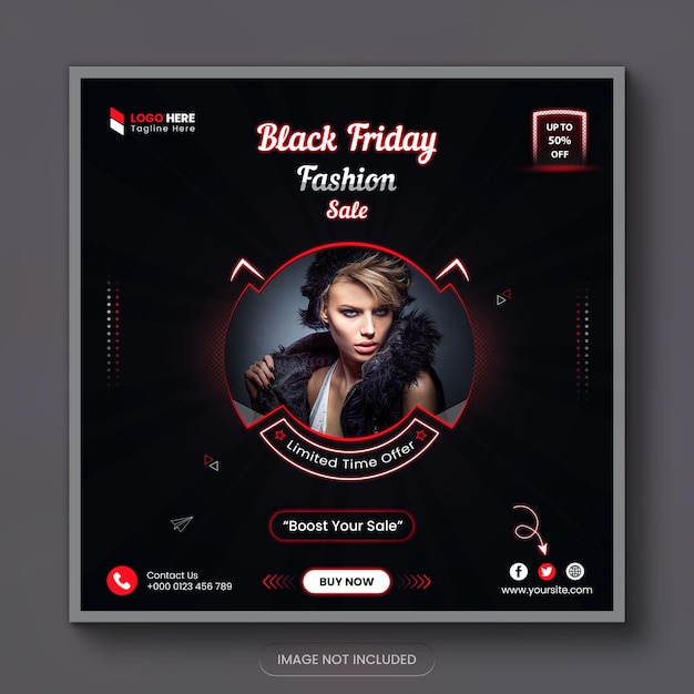 PSD fashion sale new black friday social media post design and instagram new post banner design template