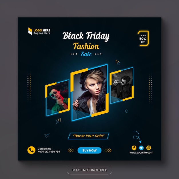 PSD fashion sale new black friday social media post design and new instagram post banner design template