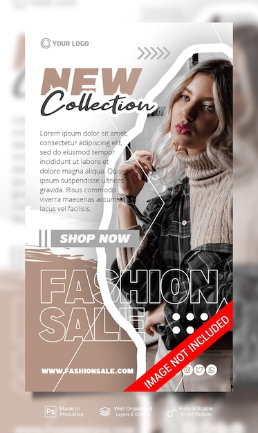 Nuova collezione di vendita di moda per il modello di banner di storie di post di instagram sui social media di promozione