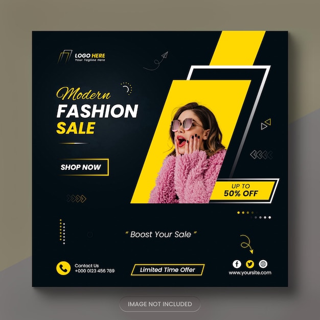PSD fashion sale new social media post design and new instagram web banner design template
