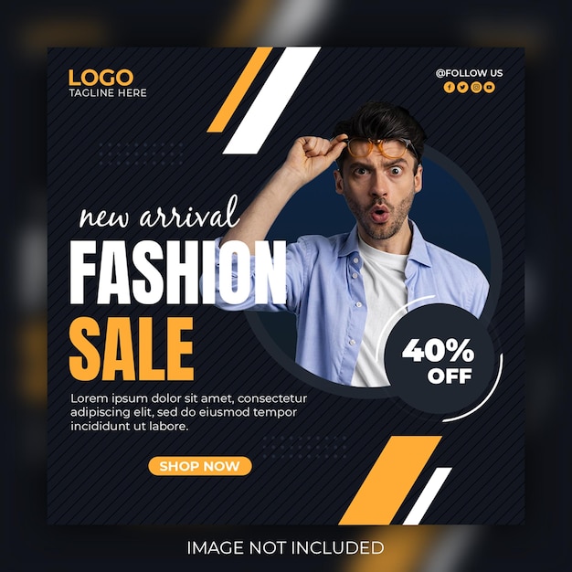 Fashion sale promotion social media post or square banner template