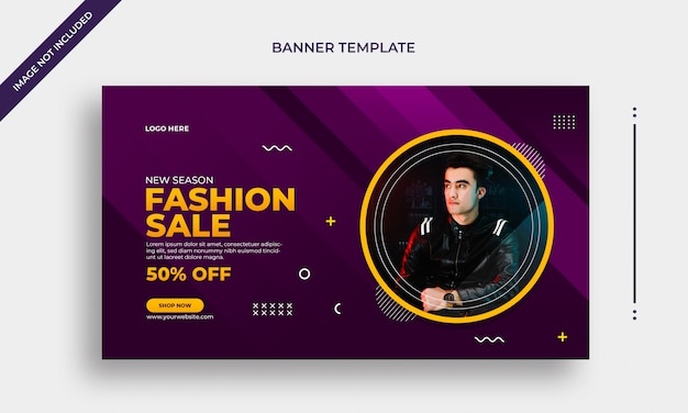 Fashion sale simple horizontal web banner or social media post template