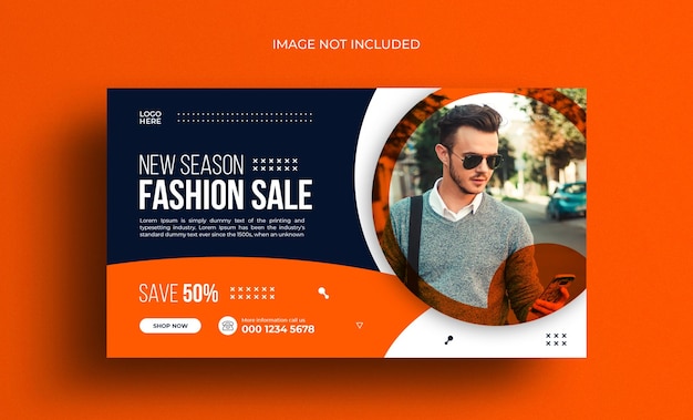 Fashion sale simple horizontal web banner or social media post template