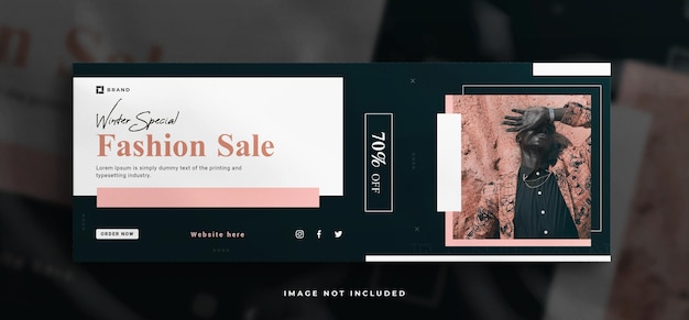 Fashion sale social media banner and facebook cover banner template  with a clean mockup