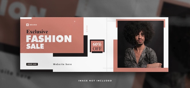 PSD fashion sale social media banner and facebook cover banner template  with a clean mockup