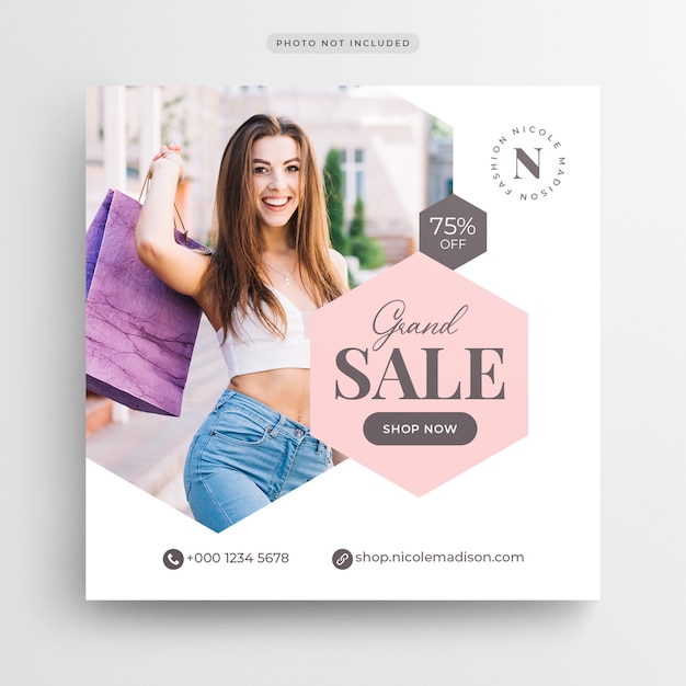 Fashion sale social media banner of square flyer