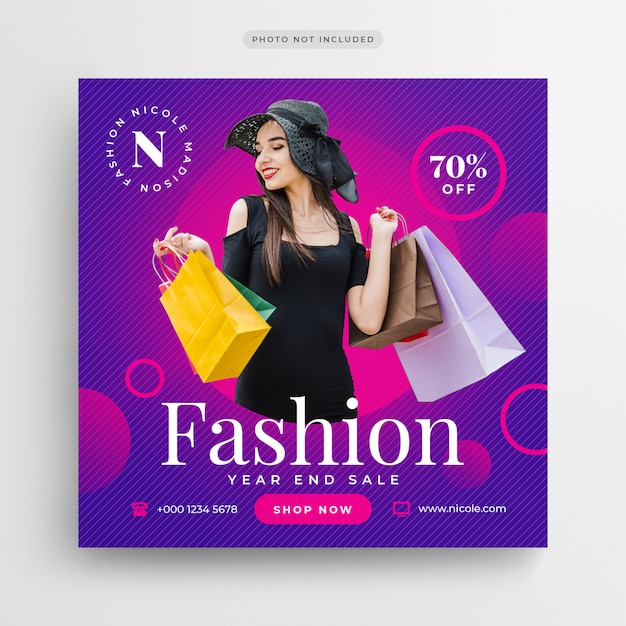 Fashion sale social media banner or square flyer template