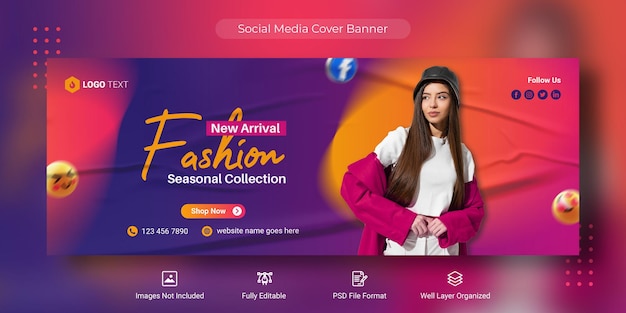 Social media di vendita di moda e modello di banner di copertina di facebook