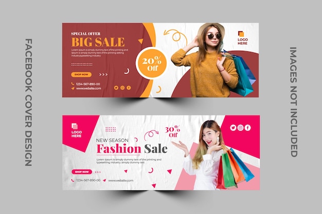 Fashion sale social media facebook cover design template.