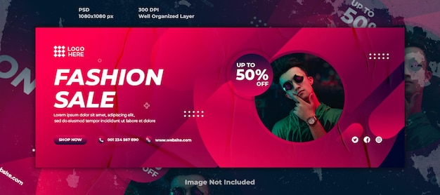 PSD fashion sale social media facebook cover design and web banner template