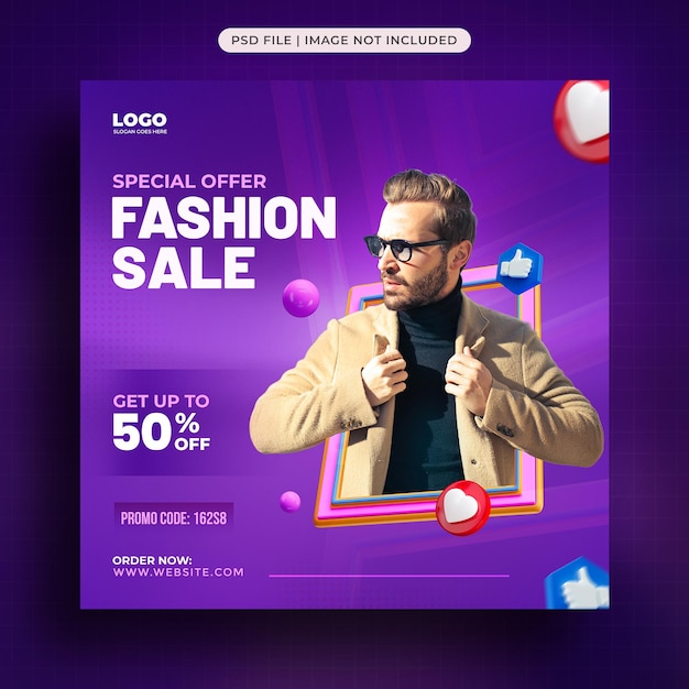 PSD fashion sale social media instagram post template