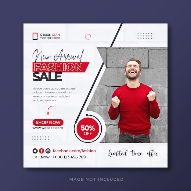 PSD fashion sale social media instagram post and web banner template