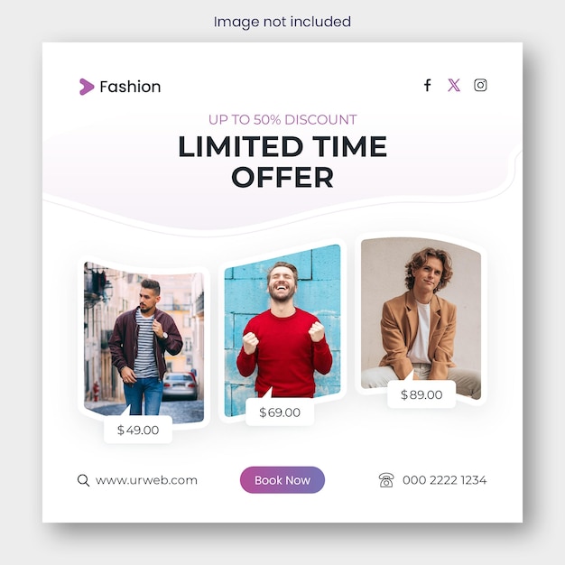 PSD fashion sale social media post en web banner ontwerp sjabloon