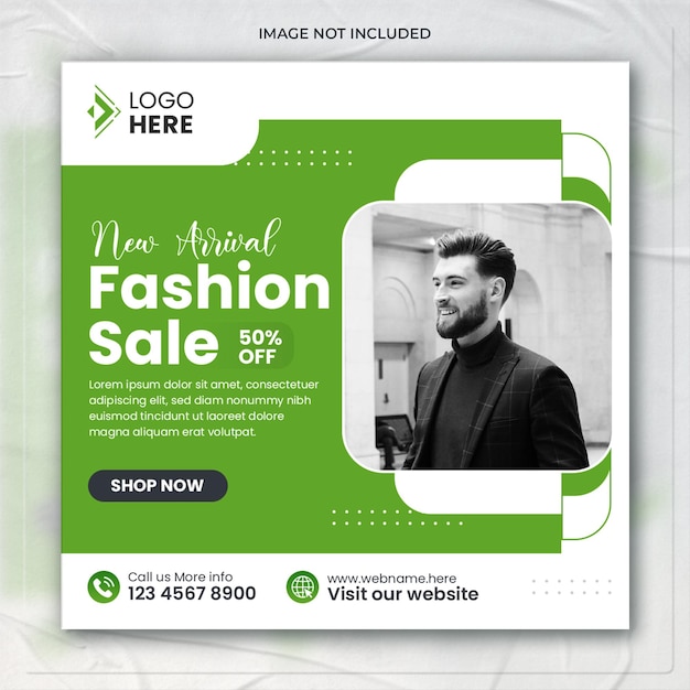 PSD fashion sale social media post and simple square web banner template