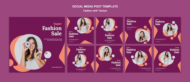 Modello di post sui social media di vendita di moda