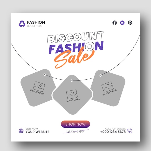 Fashion sale social media post and web banner template