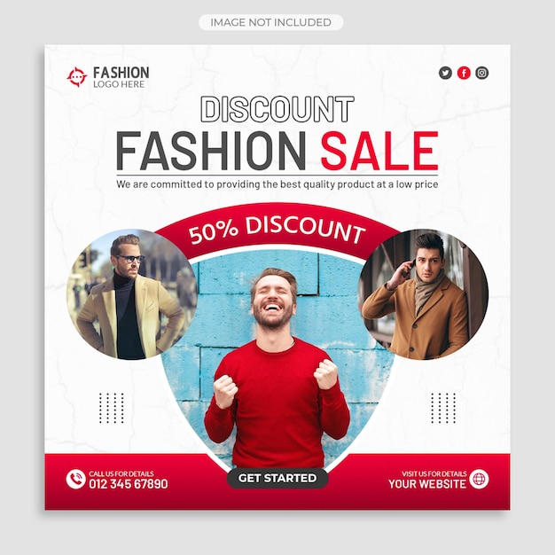 Fashion sale social media post and web banner template