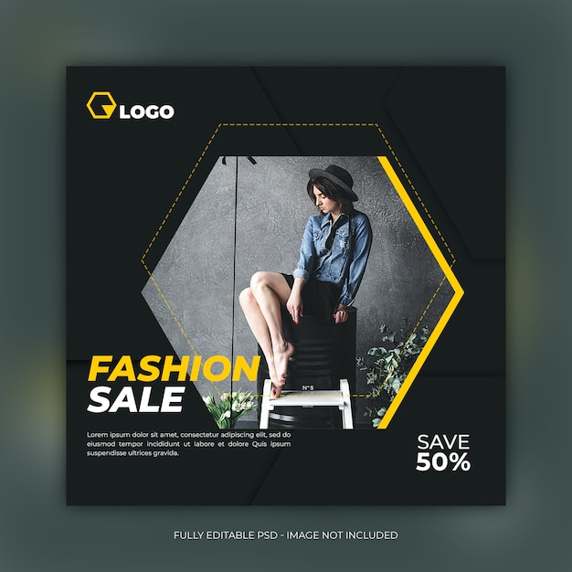 Fashion sale square banner template