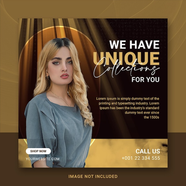 PSD fashion sales luxury stylish unique social media banner post template