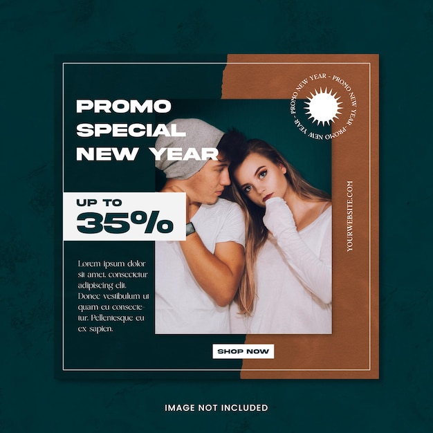 PSD fashion sales in the new year with paper theme couple