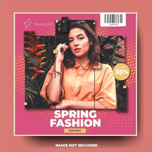 PSD banner di feed post instagram di vendita primaverile di moda