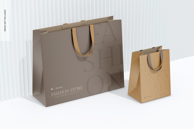 PSD fashion store bags mockup perspective