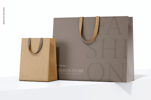 PSD fashion store bags mockup on podium