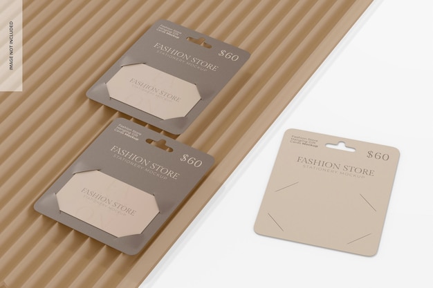 Fashion store hanging gift card set mockup