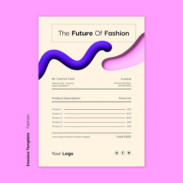 PSD fashion trends invoice template