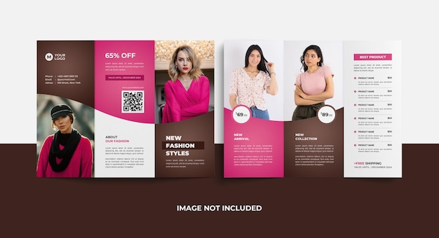 Fashion trifold flyer template design