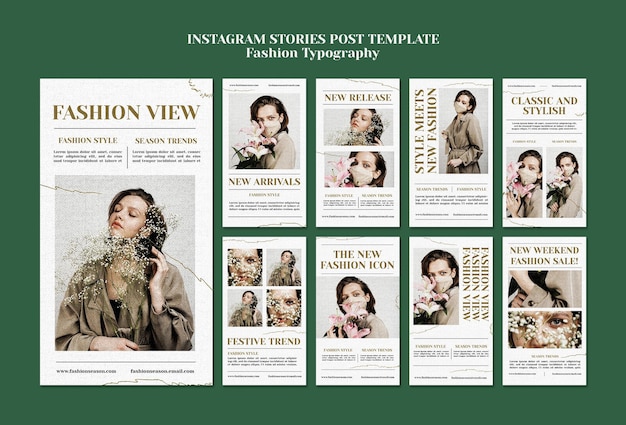 Fashion typography instagram stories template