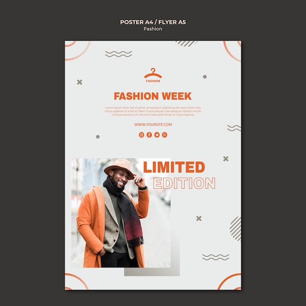 PSD fashion week beperkte aanbieding folder sjabloon