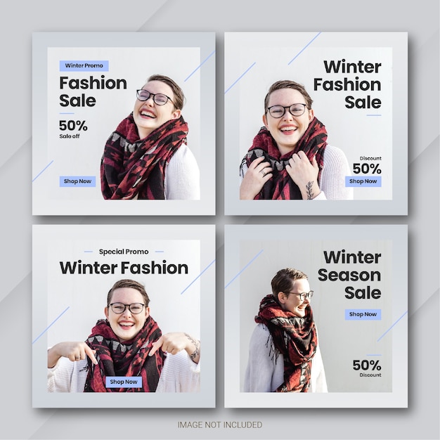 Fashion winter sale instagram post bundle template