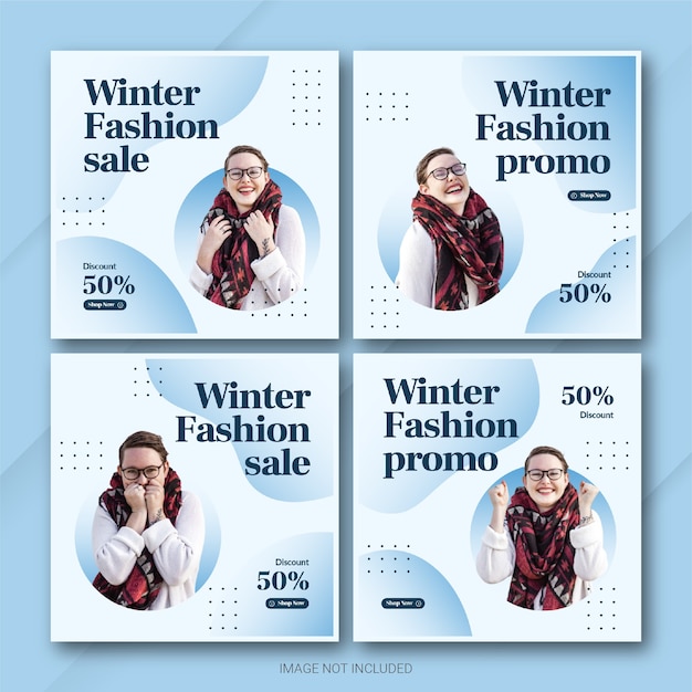 Fashion Winter Sale instagram post bundle template 