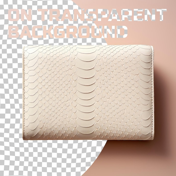 PSD fashion women accessories featuring a top view of python leather wallets isolated on a transparent background