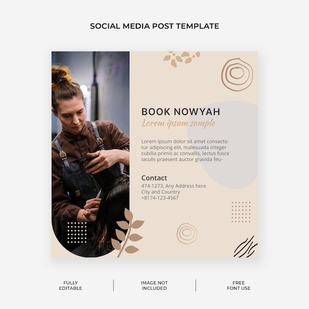 PSD fashionable hairdresser salon instagram post template