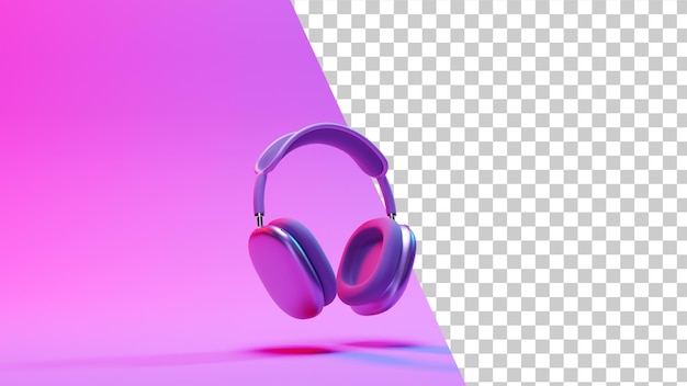 Fashionable headphones 3d render Pink headphones Concept of smartphone devices