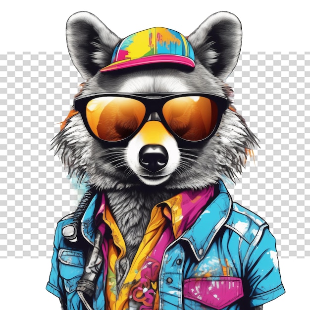 Fashionable hipster raccoon in sunglasses illustration