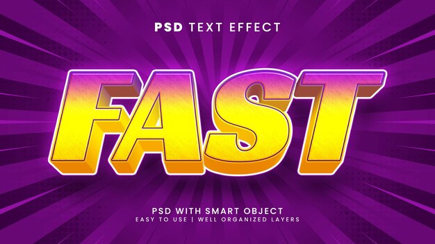 Fast 3d editable text effect with speed and quick text style