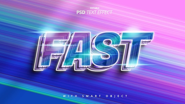 PSD fast 3d glow text effect template editable design