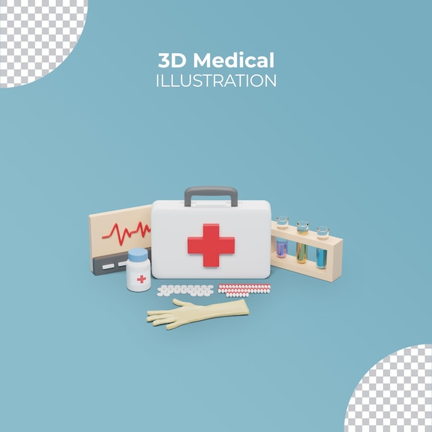 Fast aid and healthcare concept with 3d medical illustration