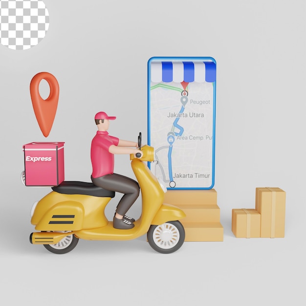 Fast delivery by scooter on mobile