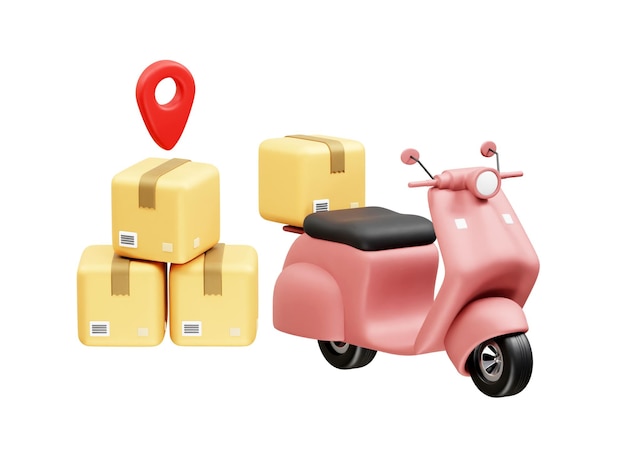 Fast Delivery Scooter icon 3d render Delivery box icon 3d illustration