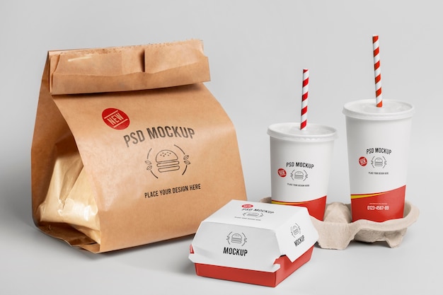 PSD design del modello di branding fast food