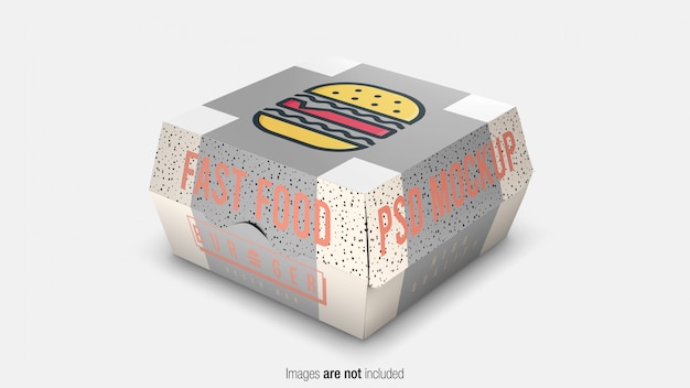 Fast food burger packaging box  mockup