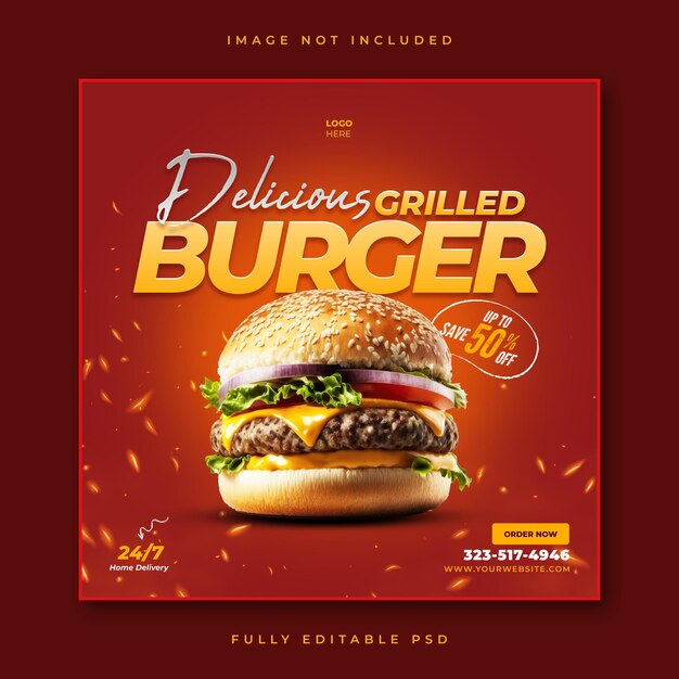 PSD fast food burger post template